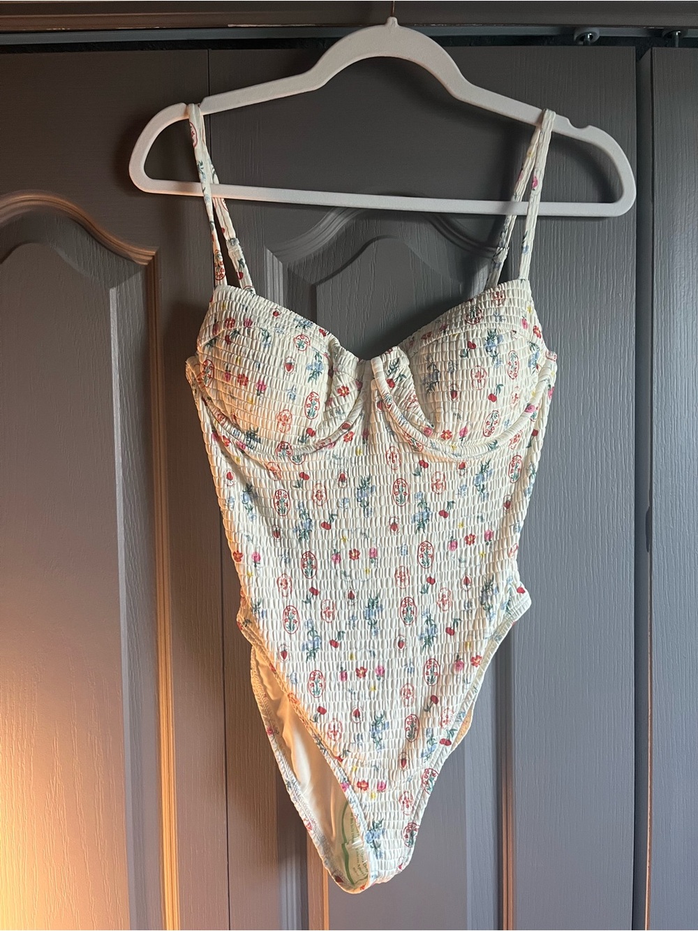 Dippin' Daisy's White Floral Smocked One-Piece Swimsuit